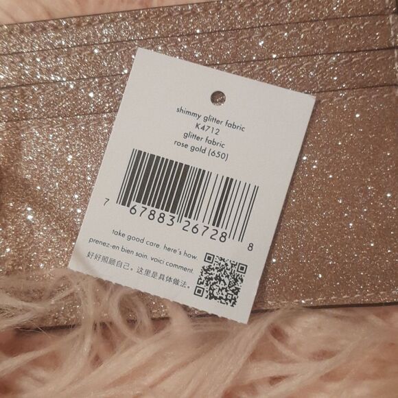 NWT KATE SPADE ROSEGOLD SHIMMY GLITTER FABRIC CARDHOLDER - Picture 6 of 9